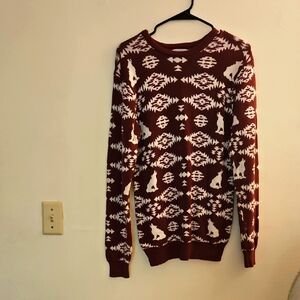 Small On the Byas Maroon and White‎ Patterned Sweater